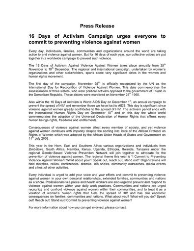 16Days 2007 Press Release
