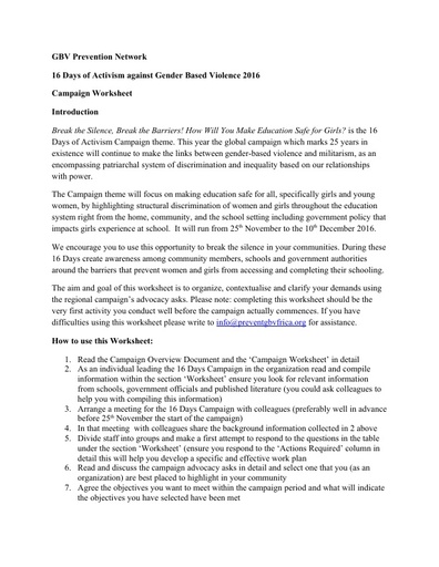 Campaign Worksheet