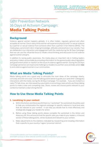 Media Talking Points